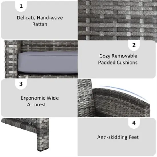 Tangkula Set of 4 Patio Wicker Conversation Furniture Set Sofa & Table Set w/4 Seats Outdoor Rattan Sofa Set Mix grey image {1}