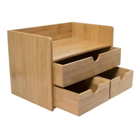 Sorbus 3-Tier Bamboo Shelf Makeup Organizer image {3}