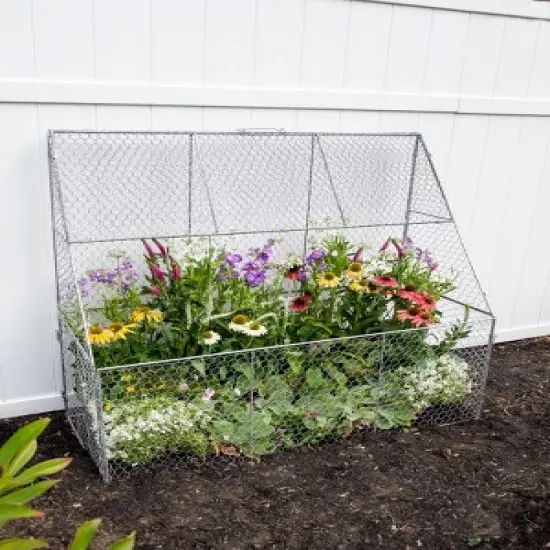 Gardener&rsquo;s Supply Company Chicken Wire Cloche Flat Back Crop Coop | Sturdy Metal Flower, Garden Plants, and Backyard Vegetables Cover Protector | 20"D image {1}