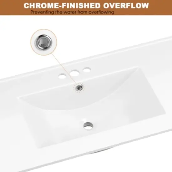 Bathroom Ceramic Vanity Top with Three Holes in White image {3}