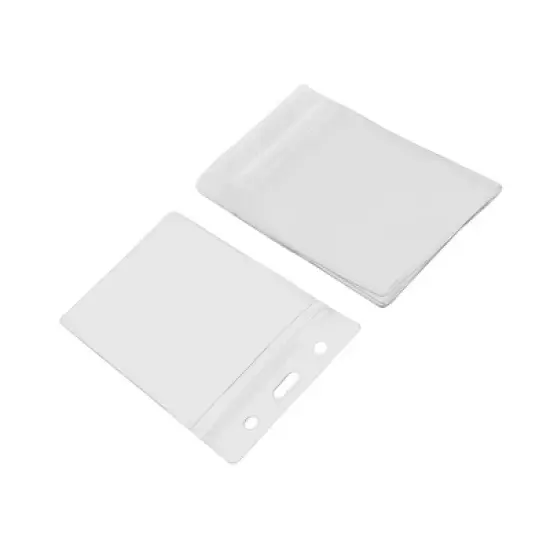 Unique Bargains Vertical Clear Plastic Self Zip ID Card Name Business Badge Holders Case 5 Pcs image {2}