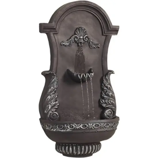 John Timberland Tivoli Grey Ornate Rustic Outdoor 2 Tier Outdoor Wall Water Fountain 33" for Yard Backyard Garden Patio Home Deck Porch House Exterior image {6}