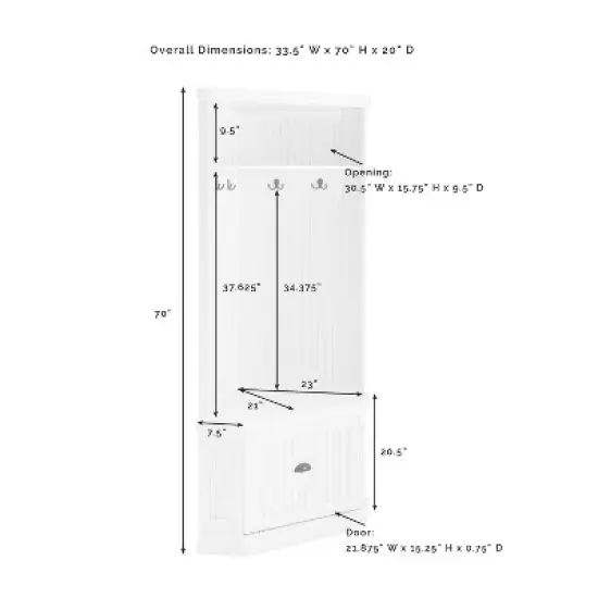 Seaside Corner Hall Tree Distressed White - Crosley image {7}