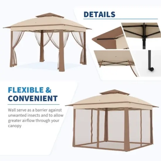 Outdoor Canopy Tent With Mosquito Netting, Pop Up Instant Gazebo Waterproof With Portable Carrying Bag, Outdoor Gazebo Tent for Backyard image {6}