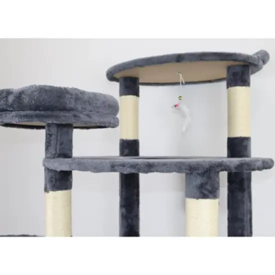 Racxily 78 in Cat Tree Tower with Large Condo Sisal Scratching Post Big Hammock and Top Platform image {2}