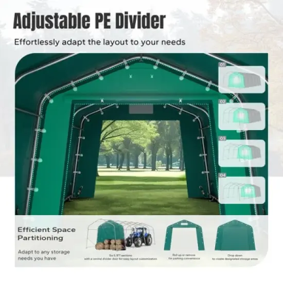 Captiva Designs 11 ft. x 24 ft. x 8.4 ft. Heavy-Duty Portable Garage & Agricultural Shed with Galvanized Frame, Removable Doors and Walls image {1}