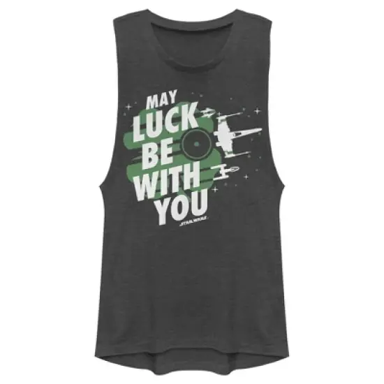 Junior's Star Wars X-Wing Starfighter St. Patrick's Day May Luck Be With You Festival Muscle Tee image {3}