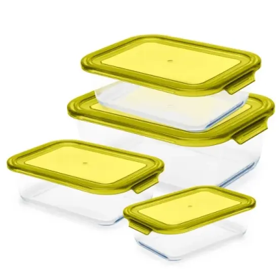 Lexi Home 4-Piece Nested Glass Meal Prep Food Storage Container Set - Green image {2}