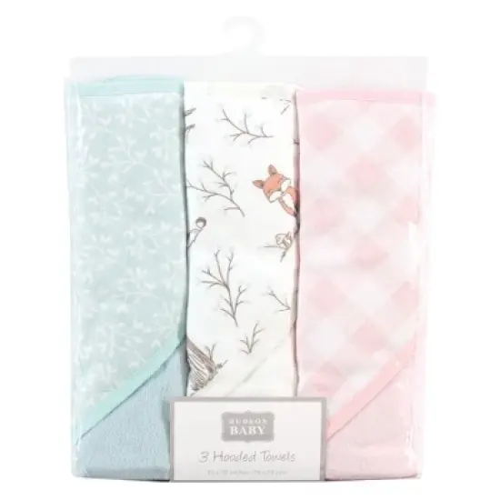 Hudson Baby Infant Girl Cotton Rich Hooded Towels, Enchanted Forest, One Size image {1}