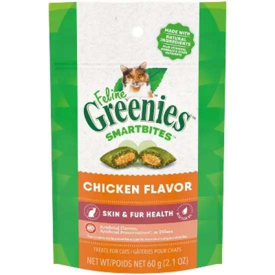 Greenies Smartbites Skin and Fur Health Chicken Flavor Cat Treats image {13}