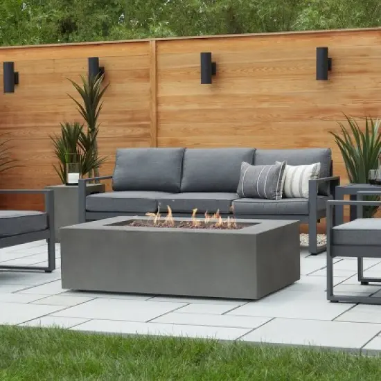 Baltic Rectangle Propane Fire Table - Gray - Real Flame image {5}