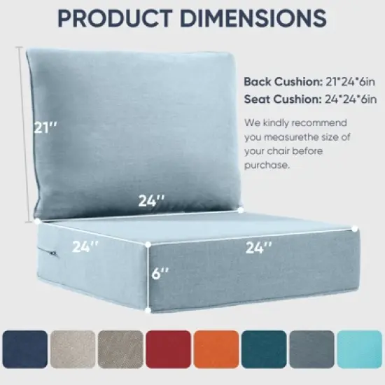 Gymojoy Outdoor Deep Seat Cushion Set 24 x 24 x 6 Inch - 5 Pair image {1}