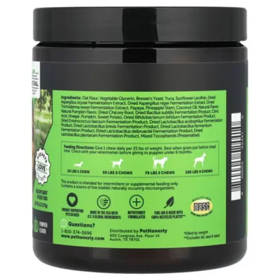 Pet Honesty Probiotics, For Adult Dogs, Pumpkin, 90 Soft Chews, 9.5 oz (270 g) image {2}