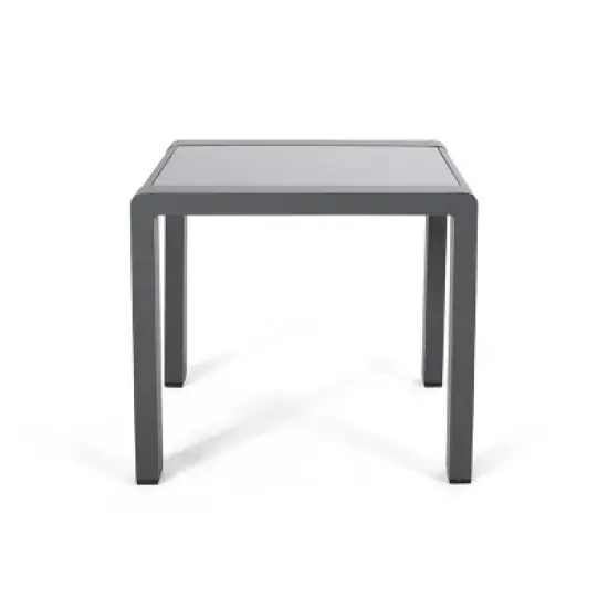 GDFStudio Crested Bay Outdoor Aluminum and Tempered Glass Side Table image {4}