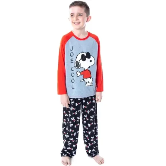 Peanuts Boys' Joe Cool Snoopy Pajamas Raglan Shirt And Pant Sleepwear Set image {3}