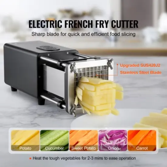 VEVOR Electric French Fry Cutter, Potato Slicer with 1/2-Inch and 3/8-Inch Stainless Steel Blades, Potato Cutter Chopper w/ Anti-slip Feet image {2}