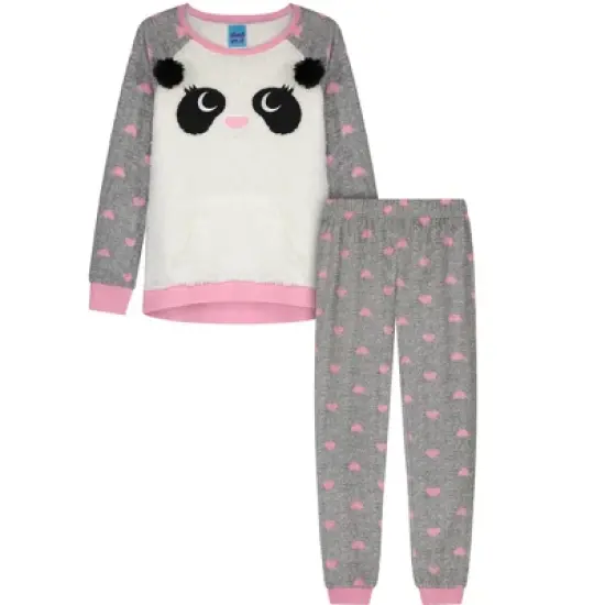 Sleep On It Girls Fuzzy Panda Soft Novelty Fleece 2-Piece Pajama Sleep Pant Set image {3}