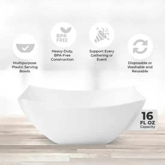 Posh Setting Square Fancy White Serving Bowl - 16 oz. - 4 Pack image {2}