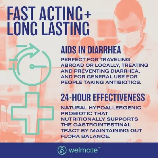 WELMATE Probiotic Saccharomyces Boulardii 10 Billion CFU - 200ct VegCap image {3}