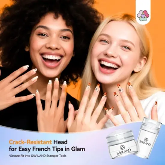 Saviland Clear Silicone Nail Stamper Heads, 6pc Short & Long Jelly French Tip Stampers for Manicure Tools, Crack-Resistant image {5}