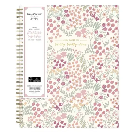 Ivory Paper Co 2024 Planner 11"x8.5" Weekly/Monthly Wirebound Tillie Pink image {2}