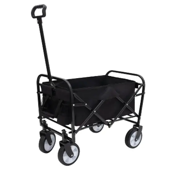 Extention ExCollapsible Foldable Wagon Cart Beach Wagon Heavy Duty Utility Cart Utility Wagon Grocery Cart Supports 225lbs Black image {1}