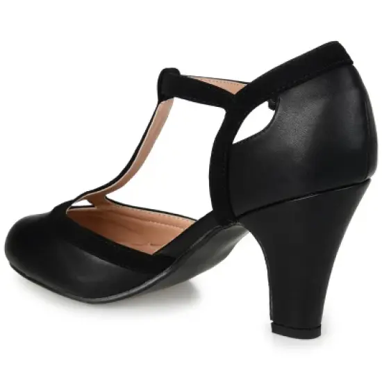 Journee Collection Womens Olina Wide Width Round Toe High Block Heel Pumps image {6}