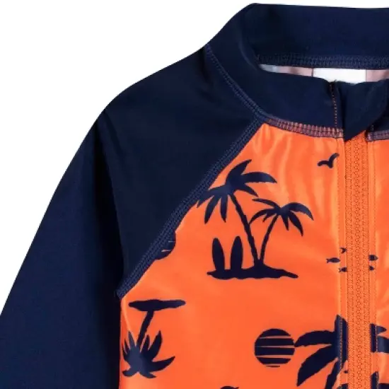 Gerber Baby & Toddler Boys' One-Piece Long Sleeve Rash Guard Swimsuit UPF 50+ image {3}