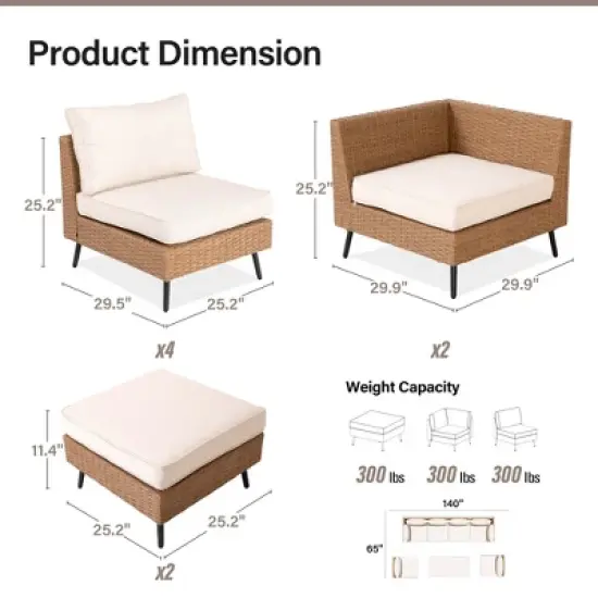 Lausaint Home 8-Piece Wicker Sectional Sofa image {11}