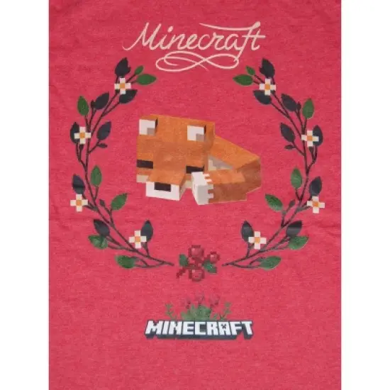 Minecraft Sleeping Fox Ladies Red Heather T-shirt image {1}