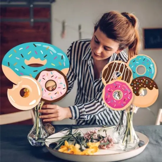 Big Dot of Happiness Donut Worry, Let's Party - Doughnut Party Centerpiece Sticks - Showstopper Table Toppers - 35 Pieces image {2}