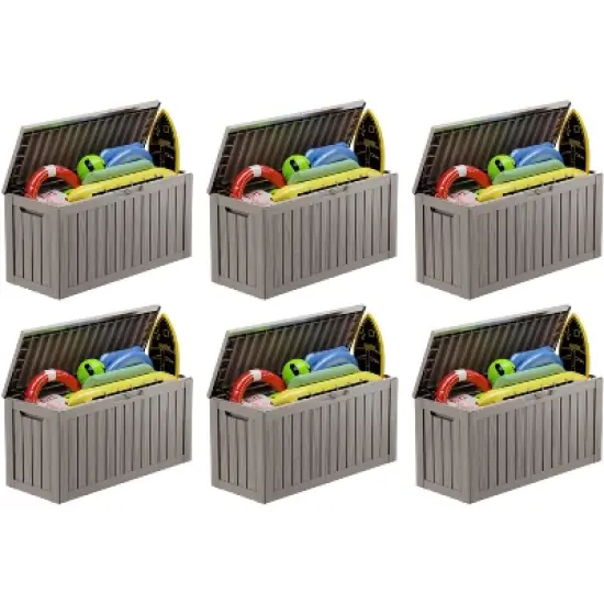 Sersper 80 Gallon Resin Outdoor Storage Box with Handles, Light Gray - For Patio Furniture Cushions, Pool Toys, Garden Tools (6 Pack) image {8}