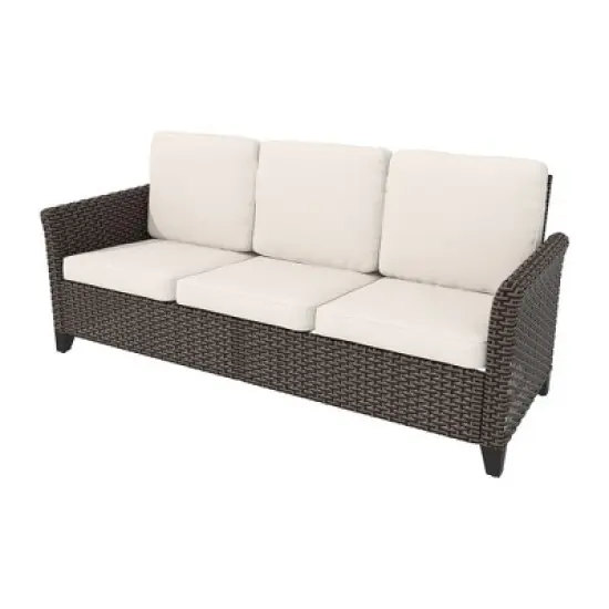YARDSIGHT All-Weather Wicker 3-Seat Sofa: Curved Back, Washable Cushions &uml;C Perfect for Porch, Deck, and Small Garden Seating image {9}