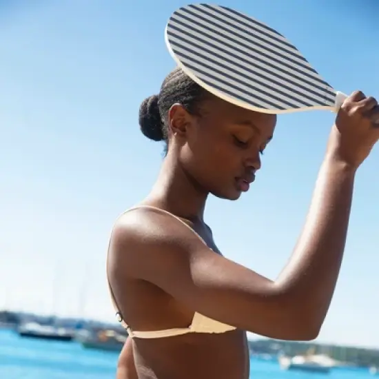 Sunnylife Beach Paddle Set Resort Coastal Blue - 2 Bats & Balls Game w/ Case 6+ image {3}