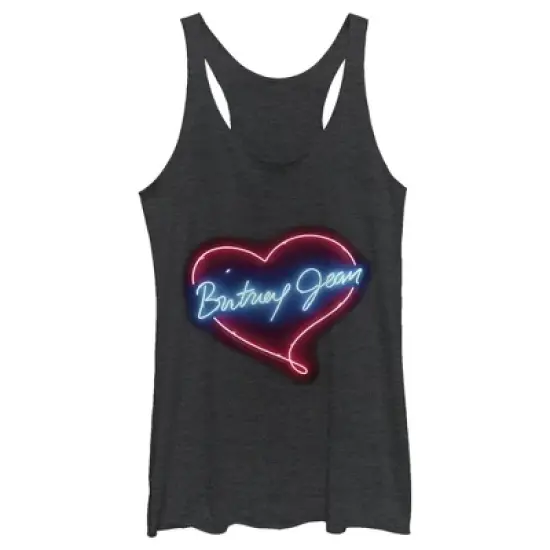 Women's Britney Spears Jean Neon Heart Racerback Tank Top image {3}