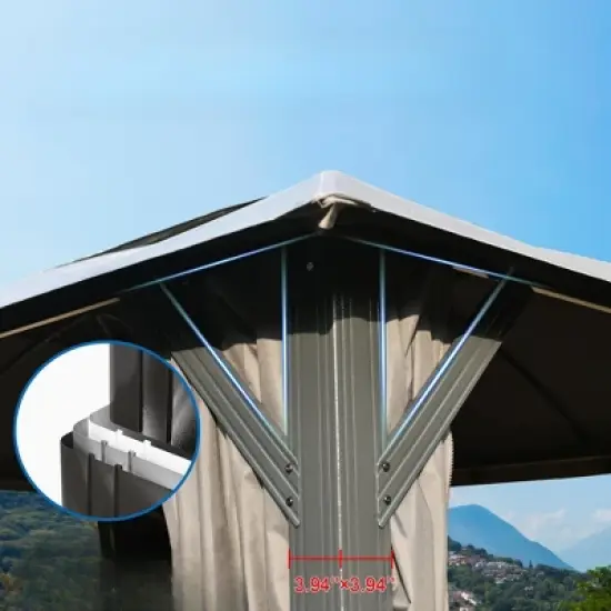 DSVIMOY Outdoor Gazebo with Double Roofs, Gazebo Canopy Tent for Deck Backyard Garden, Gray, 168"*120"*105.6" image {2}