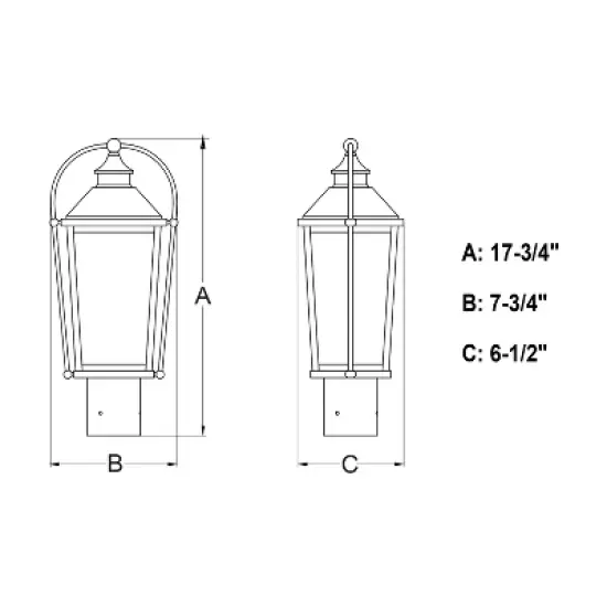 VAXCEL Lexington 1 Light Dusk to Dawn Black Outdoor Post Lamp Clear Glass image {1}