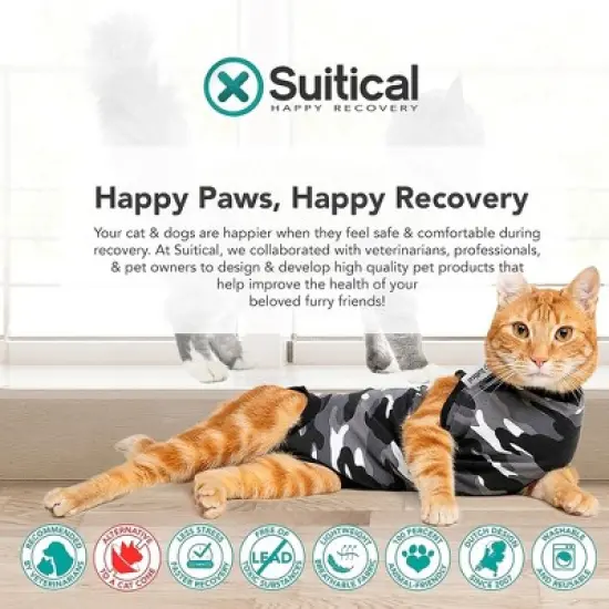 Suitical Recovery Suit for Cats - Comfortable Alternative To A Cat Cone - Tiger Print image {8}