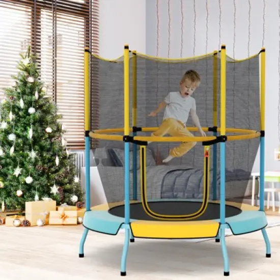 Infans 48"Toddler Trampoline for Kids with Safety Enclosure Net Heavy-duty Frame Yellow image {2}