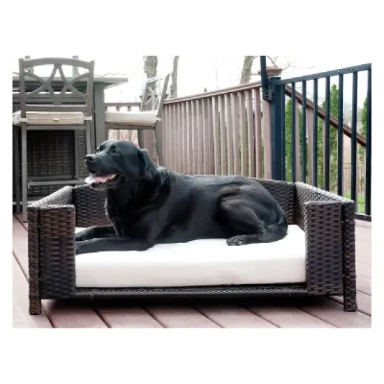Iconic Pet Beds for Dogs and Cats - Rattan Rectangular Sofa - Brown image {8}