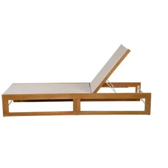 Christopher Knight Home Emile Outdoor Mesh and Acacia Wood Chaise Lounge image {6}