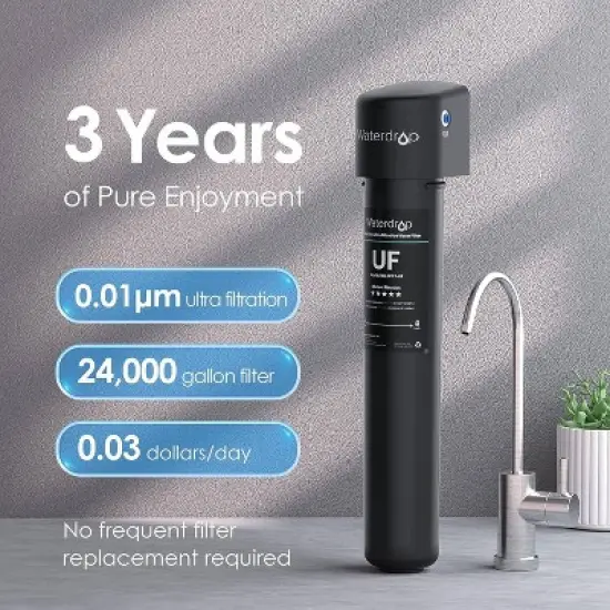 Waterdrop 17UB-UF Ultra Filtration Under Sink Water Filter System with Extra 1 RF17-UF Filter image {1}