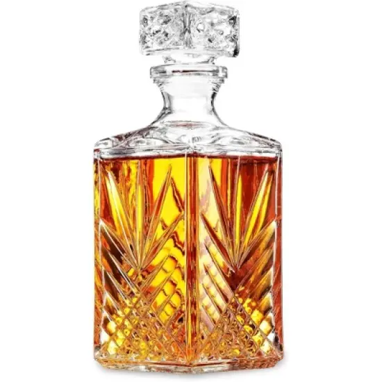 Bormioli Rocco Selecta Decanter - Etched Starburst Glass with Airtight Diamond Stopper - 33.75 Oz. Italian Glass Barware, Dishwasher Safe image {9}