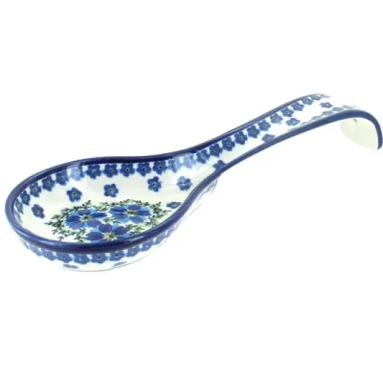Blue Rose Polish Pottery 1178 Zaklady Large Spoon Rest image {9}