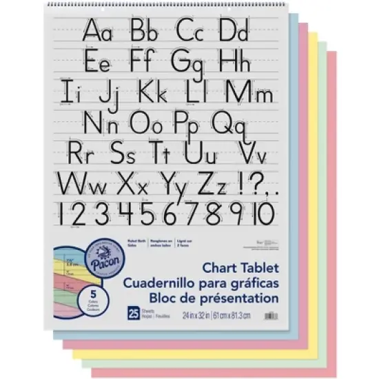 Pacon Chart Tablet, 24 x 32 Inches, 1-1/2 Inch Ruled Short Way, 25 Sheets image {1}