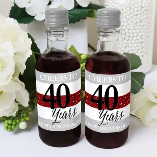 Big Dot of Happiness We Still Do - 40th Wedding Anniversary - Mini Wine and Champagne Bottle Label Stickers - Anniversary Party Favor Gift - Set of 16 image {3}