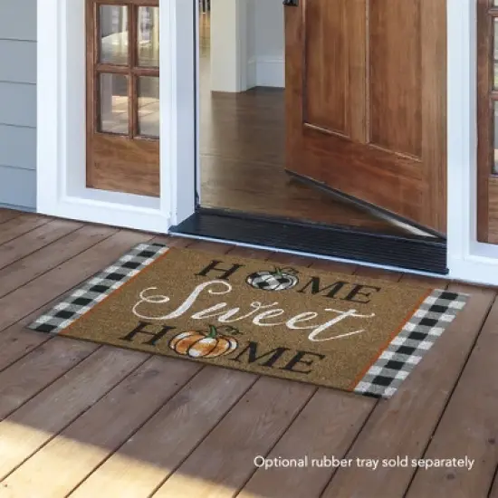 Briarwood Lane Home Sweet Home Pumpkins Fall Natural Fiber Coir Doormat Checkers 30" x 18" image {1}