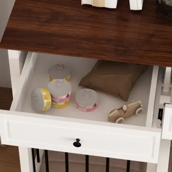 FUFU&GAGA 89" Dog Crate Furniture Large Furniture Style Dog Crate with Drawers White image {6}