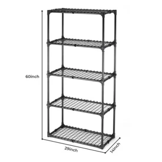 FONTOI Baker's Racks, 5 Tier Wire Shelf, FreeStanding Metal Storage Rack for Door Entrance Garage Kitchen Office, Black, 29"*14"*60" image {1}