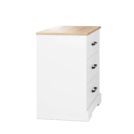 Prepac Rustic Ridge Farmhouse 3 Drawer Nightstand White/Oak image {8}